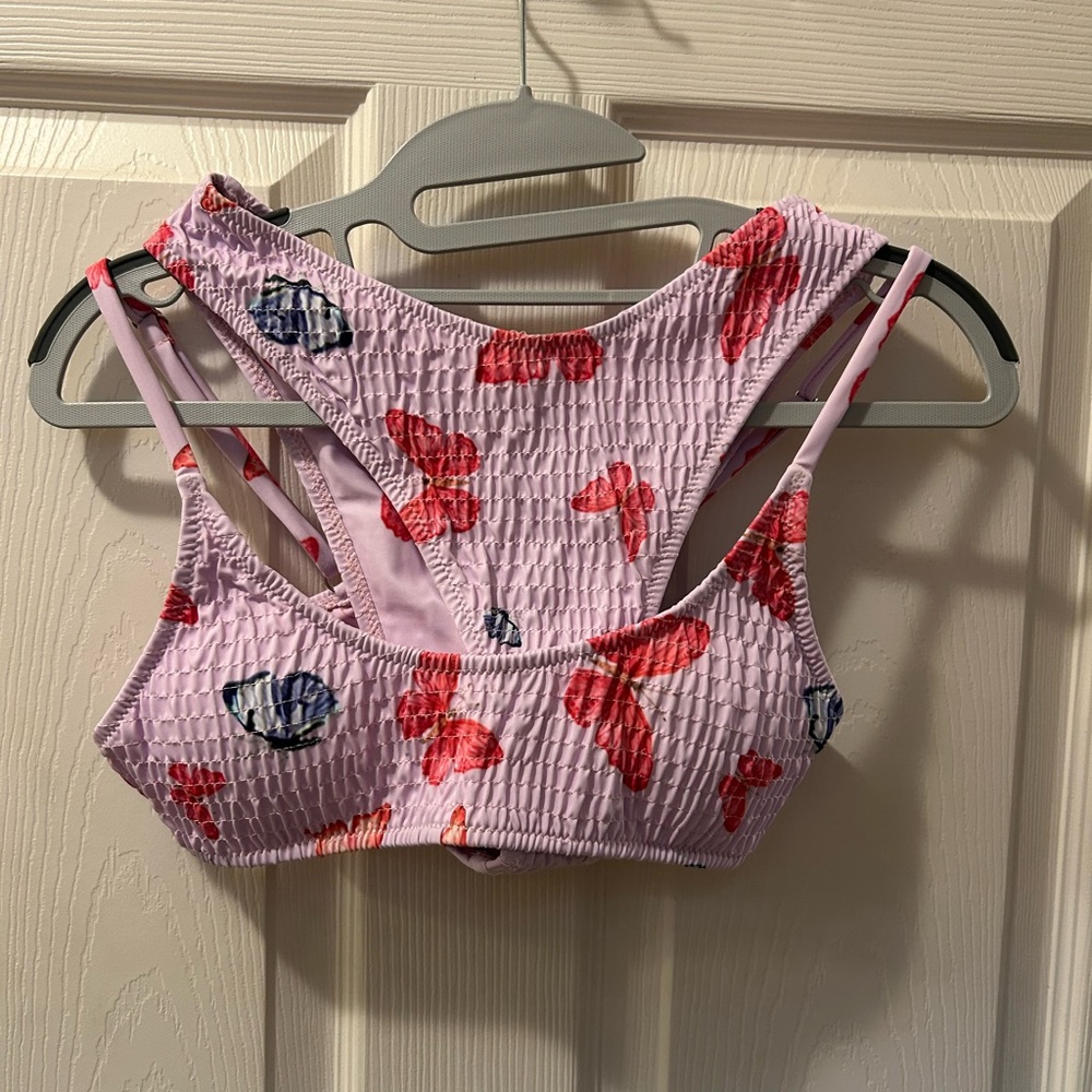 Small Volga Pink w/Butterflies Textured Bikini 2 Piece Swimsuit Amazon NWOT